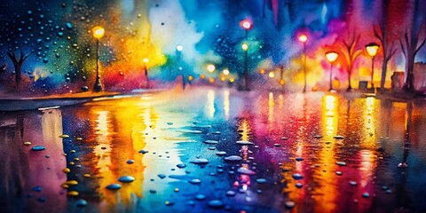 Vibrant Watercolor Painting on Textured Paper, Low Light Artistic Shot