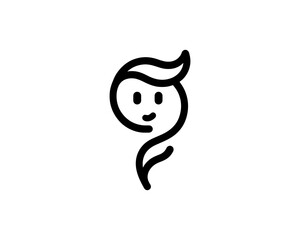 Minimal line art funny cartoon outline logo design vector illustration.