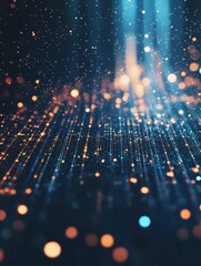 Abstract data transmission visualization. Big data code representation. Glittering dust of lights. Graphic concept for your design