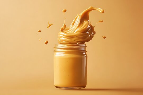 Peanut Butter Splash in Glass Jar - A Delicious Food Photography