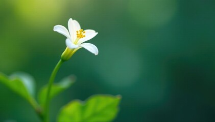 Obraz premium Long-stemmed flower with curved stem and single white petals, flowers, plant