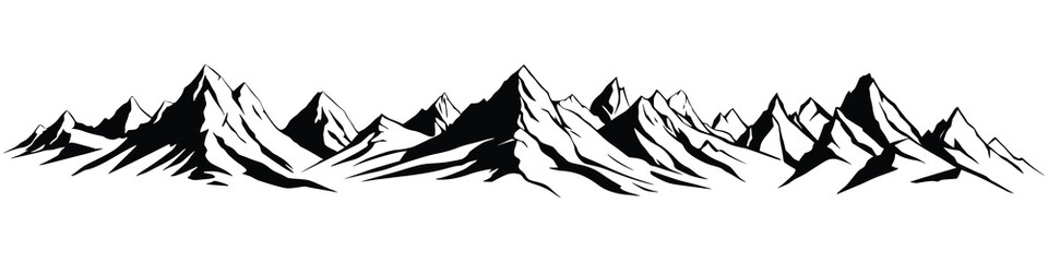 Silhouette mountain range isolated on white background, vector design