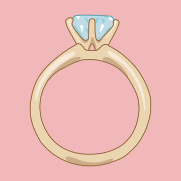 Diamond Engagement Ring  Valentines Postcard Proposal Wedding Template Background Logo Icon