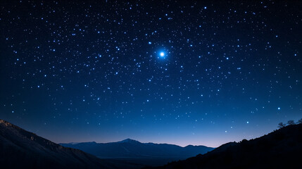 Starry night sky, two bright stars in the center of the frame