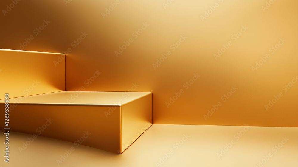 Poster minimalist golden geometric forms create serene abstract composition