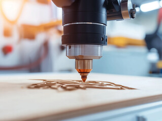 robotic arm engraves detailed design on wood with precision
