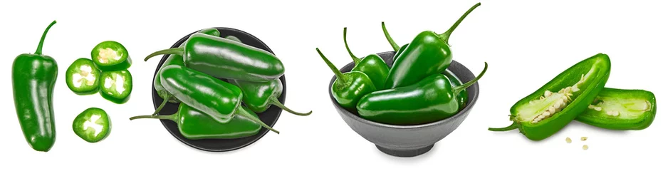 Gardinen Chilischoten Jalapeno chili peppers isolated on white background Capsicum annuum fruits. clipping path  © Tatiana