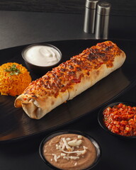 Fast Food Dishes on a Black Background