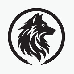 Fototapeta premium Wolf head icon logo black silhouette vector illustration