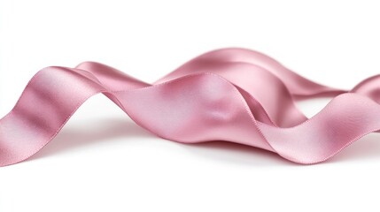 Pink satin ribbon swirl, elegant design, white background, gift wrapping