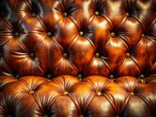 Naklejka premium Vintage Brown Leather Upholstery Texture: Luxurious Tufted Button Detail Stock Photo