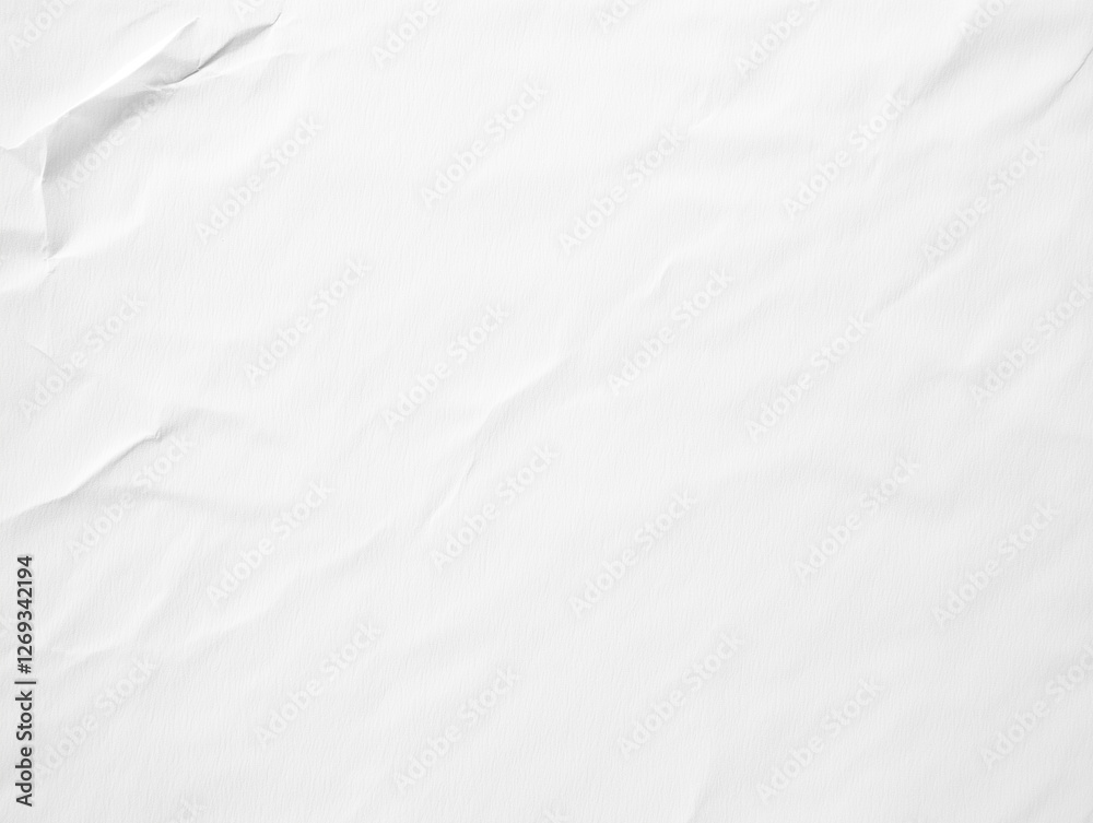 Poster crumpled white paper texture with subtle shadows and creases