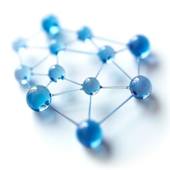 Fototapeta premium A close-up view of interconnected blue spheres, representing a molecular structure or network, with a clean, modern aesthetic.