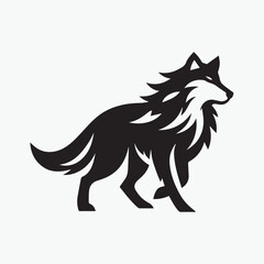 Fototapeta premium Wolf head icon logo black silhouette vector illustration