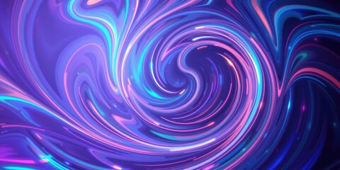 Fototapeta premium Swirling abstract light neon color swirls and vortex with metallic shades and iridescent sheen, neon lights, neon swirls