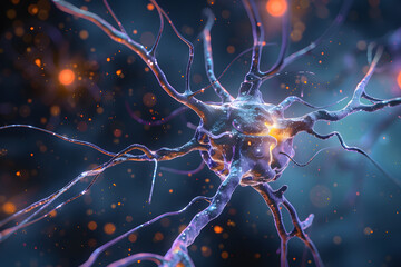 Digital illustration of active neuron synapses