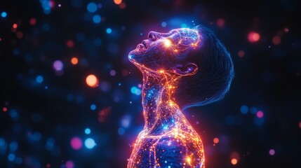 Naklejka premium Vibrant human nervous system glowing brightly