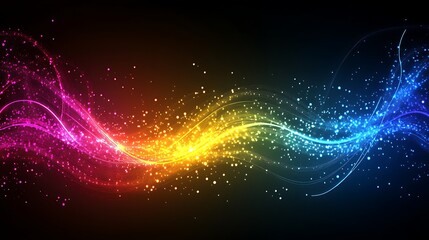 Obraz premium Abstract Colorful Light Waves and Sparkles Design