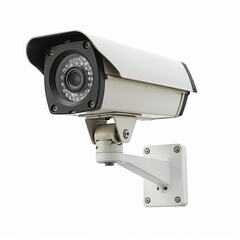 A modern surveillance camera mounted on a wall, designed for security monitoring and recording.