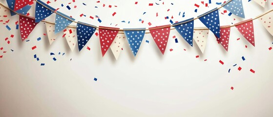Obraz premium Banners and Confetti in Red White and Blue Celebration