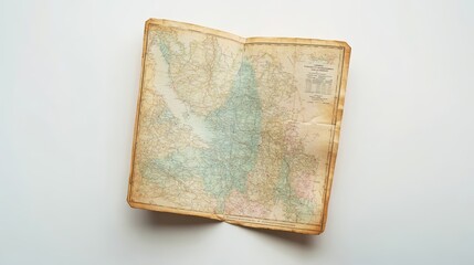 Foldable Map Display on White Surface with Blank Space for Customization