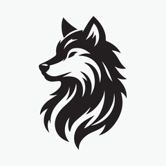 Fototapeta premium Wolf head icon logo black silhouette vector illustration