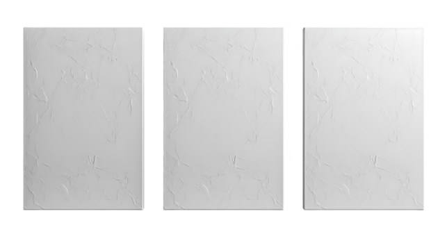White Canvas Mockups Minimalist Interior Design, Blank Wall Art for Studio Themes, isolated on transparent background.