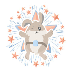 Cute bunny surrounded by stars