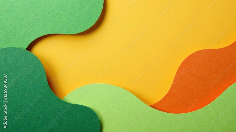 Aufkleber abstract colorful paper shapes background design with curvy lines and vivid hues