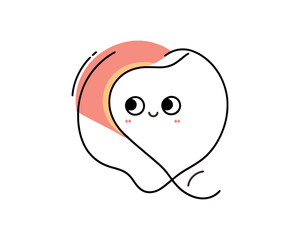 Minimal line art love cartoon outline logo design vector illustration.
