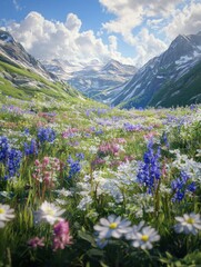 Obraz premium Alpine meadow flowers mountain wildflowers