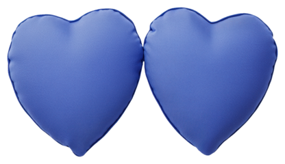 Two Blue Heart Shaped Pillows on Transparent Background