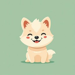 Obraz premium Kawaii-style happy dog illustration, showcasing a playful expression and lovable features that make hearts melt.