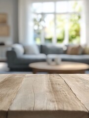 background and interior concept - blurred living room with furniture at home