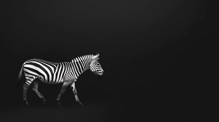 Naklejka premium Zebra walking against a black background