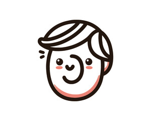 Minimal line art funny cartoon outline logo design vector illustration.