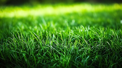 Fototapeta premium Lush Green Grass Blades Close Up View