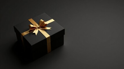 Elegant black gift box with a golden ribbon, a symbol of luxury and sophistication, perfect for special occasions and celebrations.