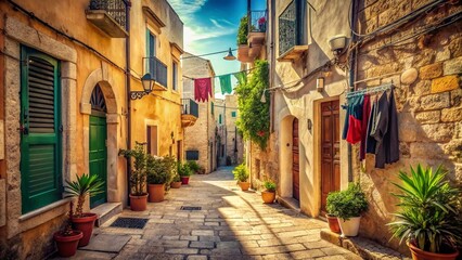 Fototapeta premium Vintage Salento, Italy: Charming Old Sea Street in Otranto