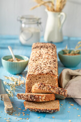Fit tin wholemeal bread with mix of seeds.