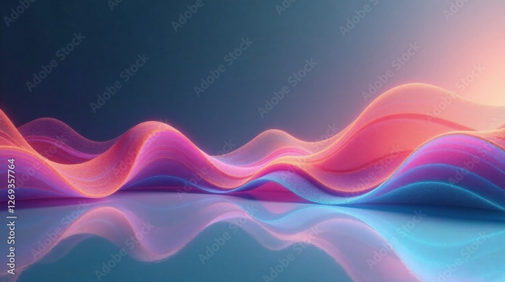 Leinwandbilder Abstract Colorful Waves Reflecting on a Smooth Surface A Digital Art Creation