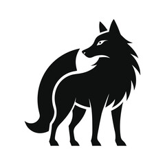 Obraz premium Wolf icon logo black silhouette vector illustration