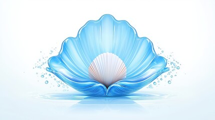 A 3D icon of a seashell, with intricate lines and a glossy finish, symbolizing the sea. The seashell is placed in the center of a clean white background 