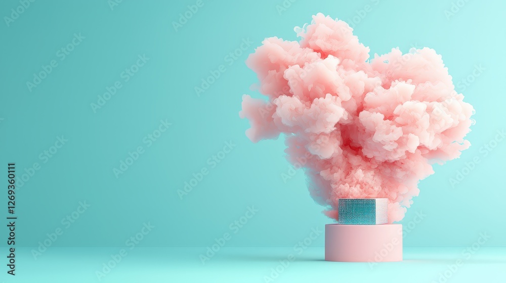 Poster a 3d render of an ai cloud service icon, symbolizing cloud computing with a supercomputer, designed 