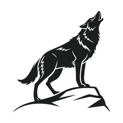 Obraz premium Wolf icon logo black silhouette vector illustration