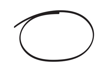 Red circle pen draw. Highlight hand drawn circle isolated on white background. Handwritten red circle. For marker pen, pencil, logo and text check. Vector illustration