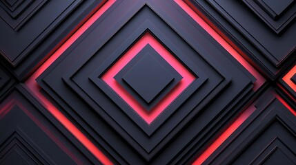 Abstract Dark Grey Squares with Red Accents