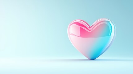 A clean and modern 3D heart outline icon with soft gradient colors, isolated on a pure white backdrop. The design is elegant, ideal for use in romantic or wellness branding.