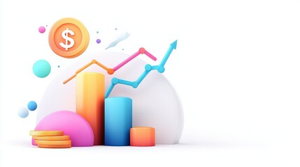 A creative 3D business icon with smooth gradient colors, symbolizing career success, branding, and financial growth, isolated on a crisp white background for a fresh and professional appeal.