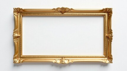 Elegant Gilded Rectangular Frame Isolated on White Background, Ready for Your Design Project